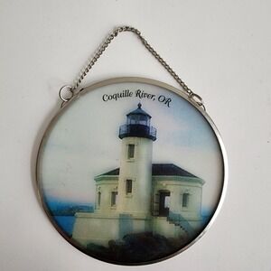 Lighthouse Coquille River Oregon‎ SunCatcher Glass Ornament Souvenir Window Hang